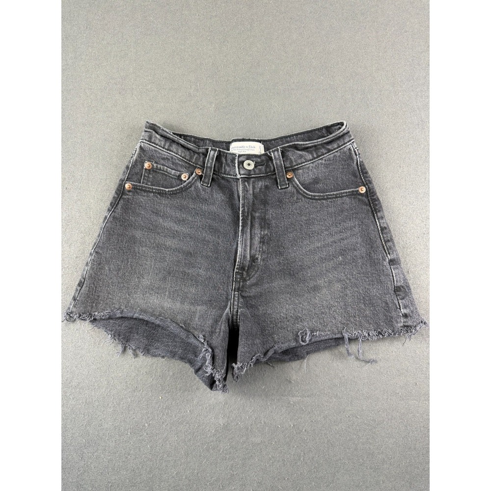 Abercrombie & Fitch Womens Washed Black Cut-Off Shorts High-Rise Curve Love 25/0